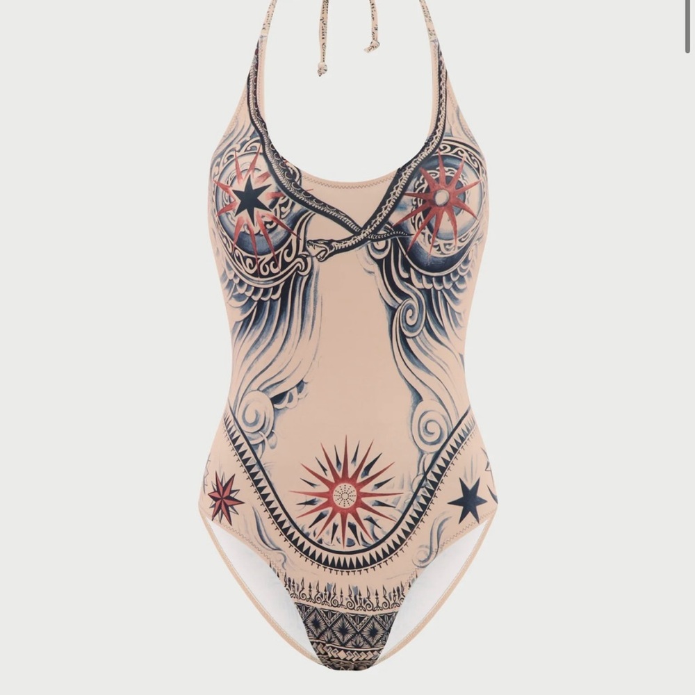 Women's Beige and Black Swimsuit